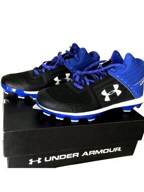 Under Armour Youth Baseball Cleats Size 11.5 Black & Blue Synthetic